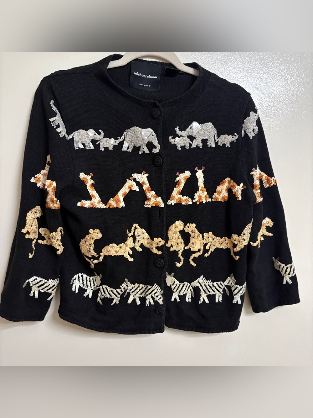 Vintage Michael Simon Sequined Safari Cardigan size S